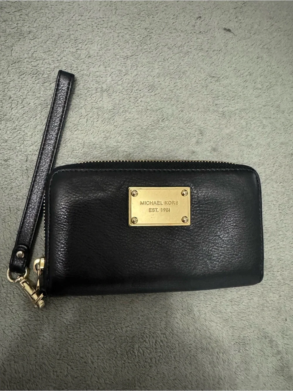 Michael Kors Black Leather Wristlet Wallet